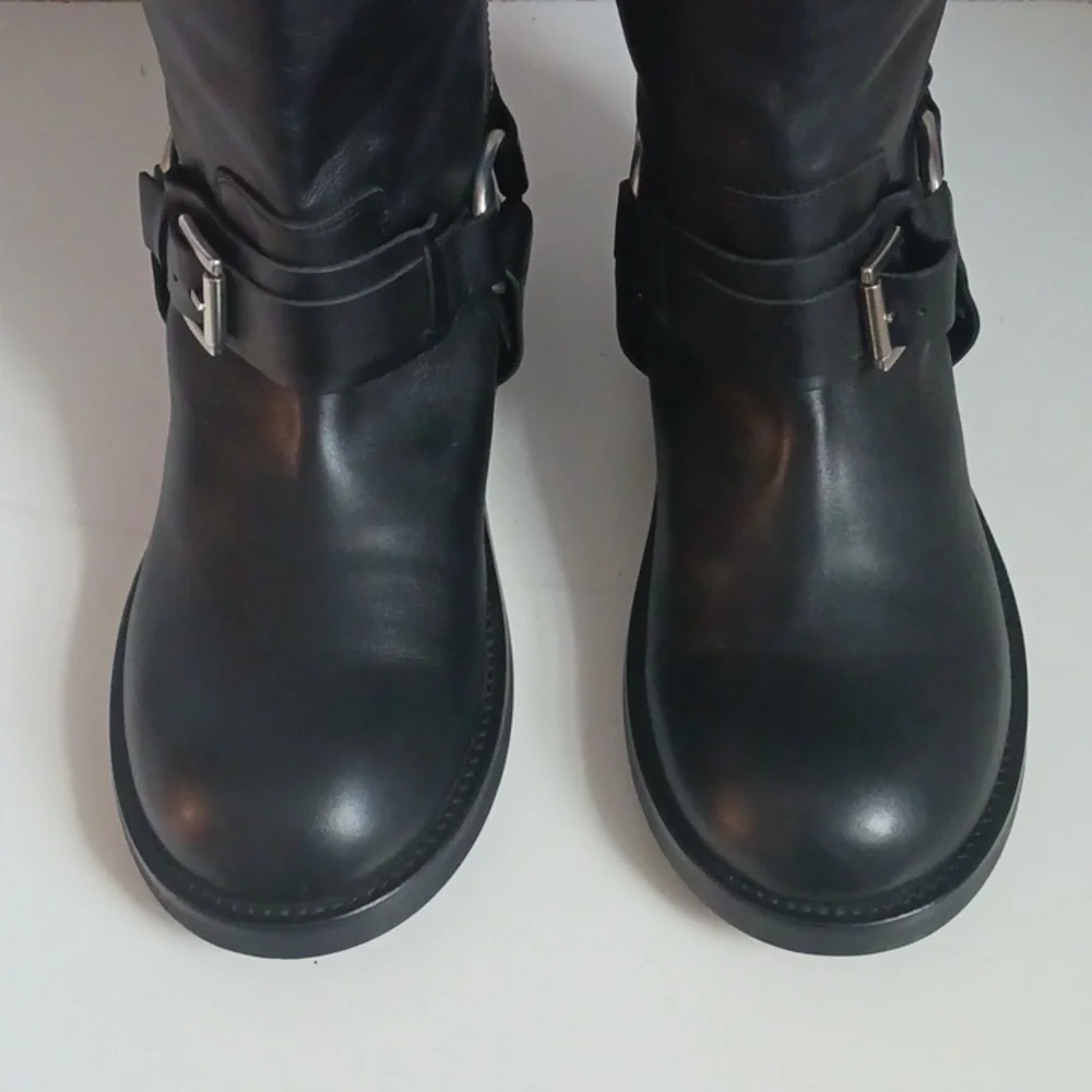 Topshop Black Leather Moto New Boots. - Picture 5 of 7